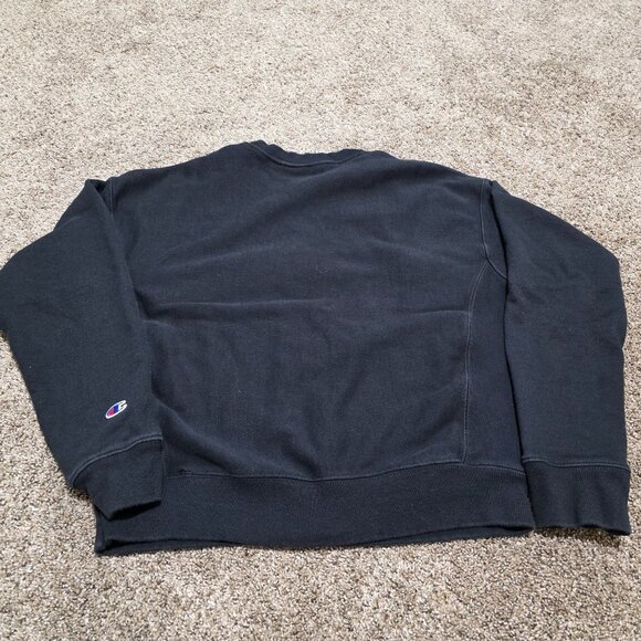 Champion Reverse Weave Crewneck Sweatshirt Black Script Logo Men’s M - Picture 8 of 8